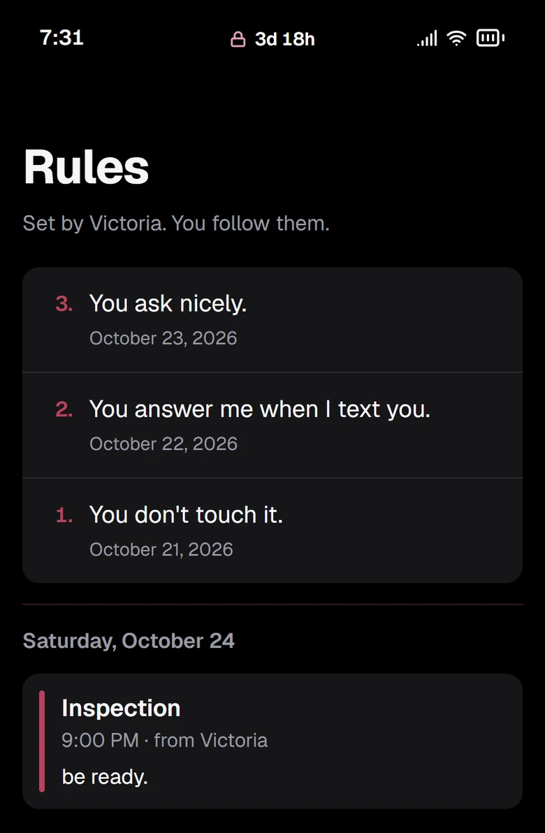 The Rules app and a calendar inspection